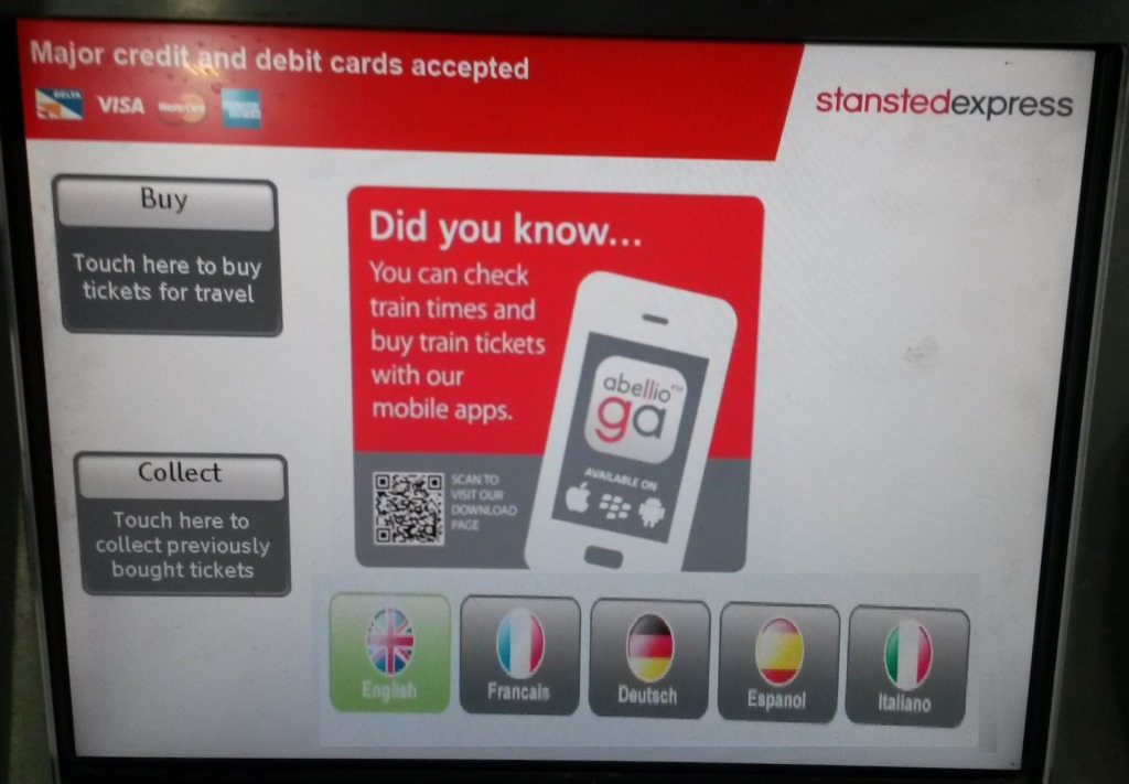 [Stansted Airport]All new ticket machines around the world use computer screens and most support multiple languages (up to nine in some cases) but could in theory have 50 or more languages if the rail industry could be bothered, but the ticket conditions need to be understandable!
