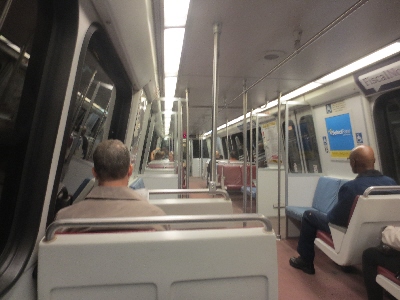 [Washington DC]Washington DC Metro train interior design for the passenger - shows the original trains built by Rohr and CAF.  Photo by Ian Brown for Railfuture