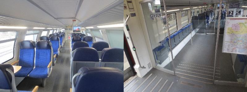 [Berlin]Considerable investment into comfortable air conditioned bi-level Regional Express trains. The pictures show the seats in upper level and downstairs the large space for bikes, prams and wheelchairs. These trains compare very favourably with regional trains in Britain which are generally cramped with little provision for these items.  Photos by Ian Brown for Railfuture.