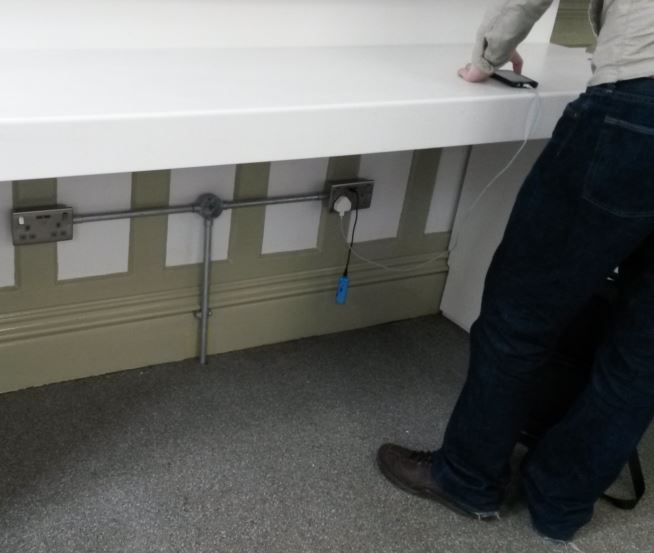 Carlisle station's waiting room has a bench with power-points beneath that people can use to charge their phones, tablets and laptops