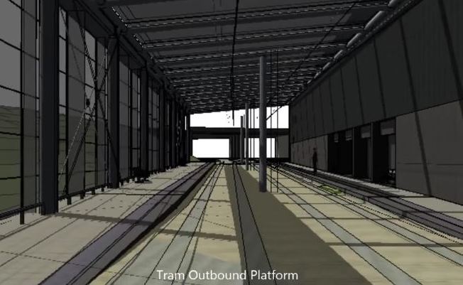 [Edinburgh Gateway]Railfuture campaigns for high-quality protection from the rain and wind. The tram stop certainly has this with a fully enclosed area