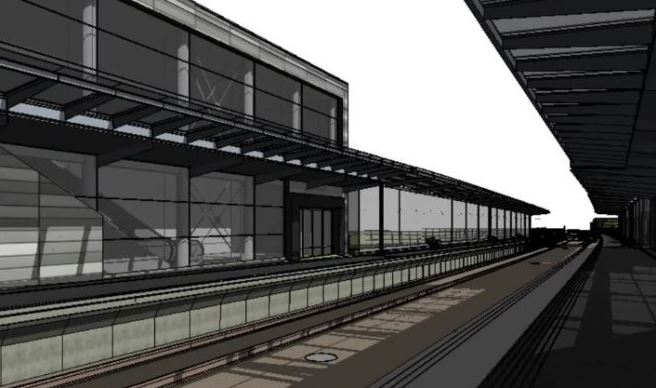 [Edinburgh Gateway]Railfuture campaigns for high-quality protection from the rain and wind. Both platforms appear to have continuous canopies stretching to the end. Platform seating is not shown in this video screenshot