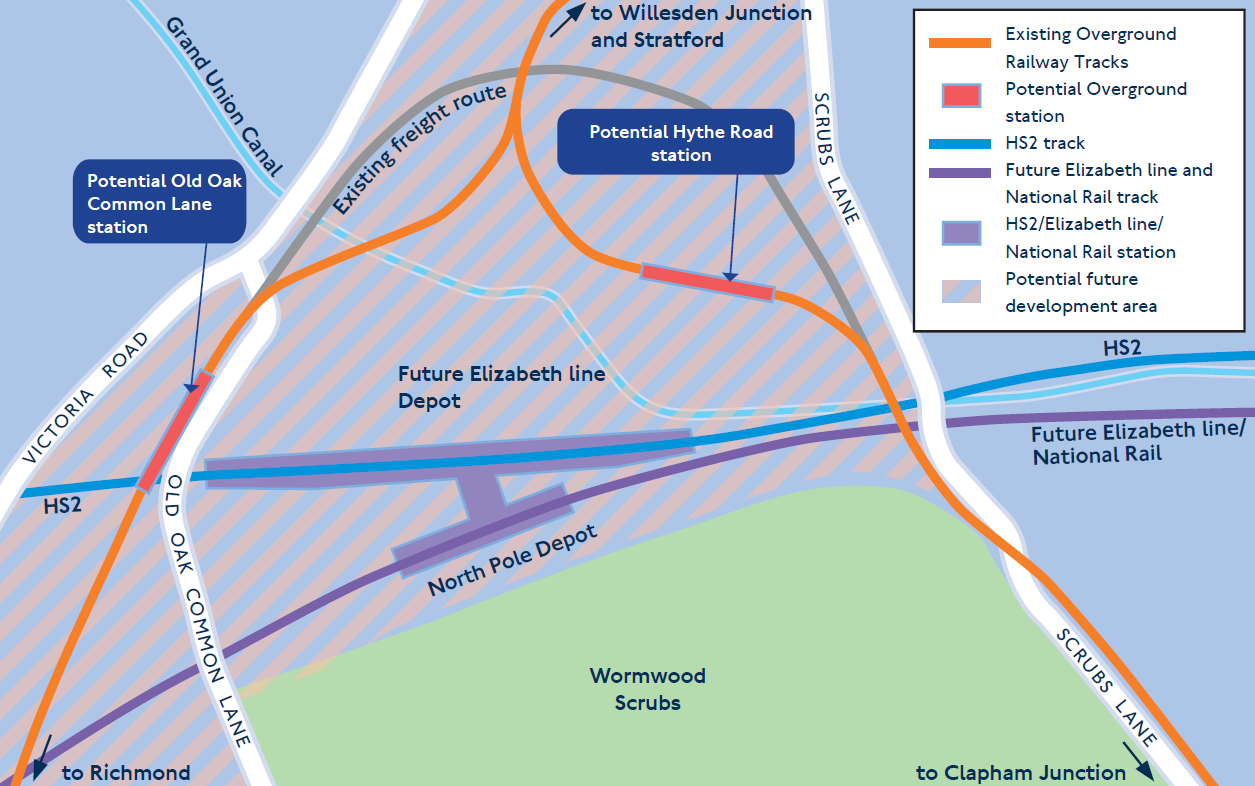 PHO:2020.11.30 - HS2 connections at Old Oak Common map