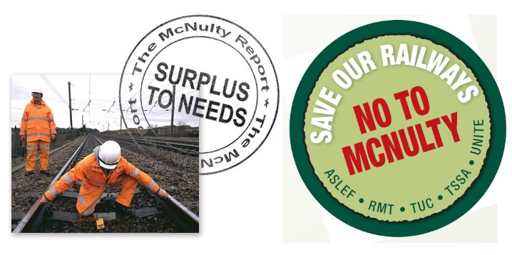 Not everybody welcomed the last attempt at efficiency on the railway. Images by TSSA and RMT