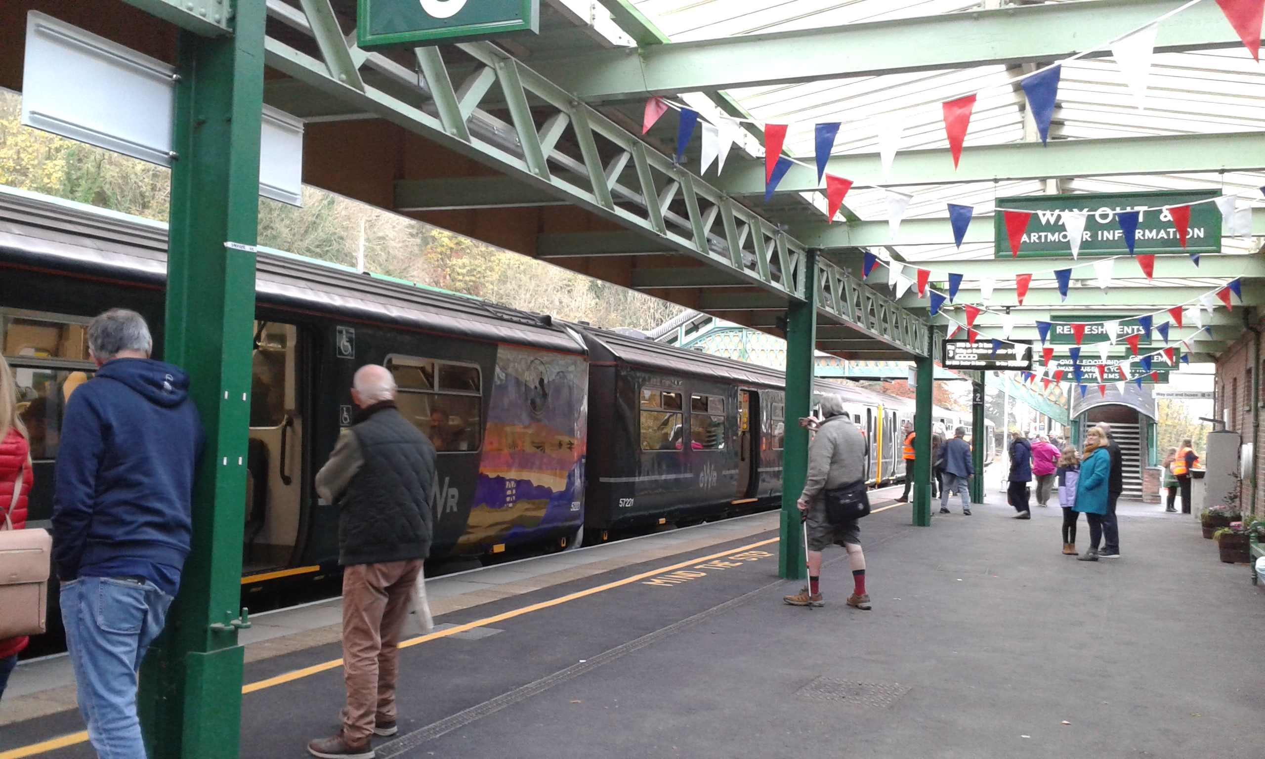 Okehampton platform 3 on reopening day.