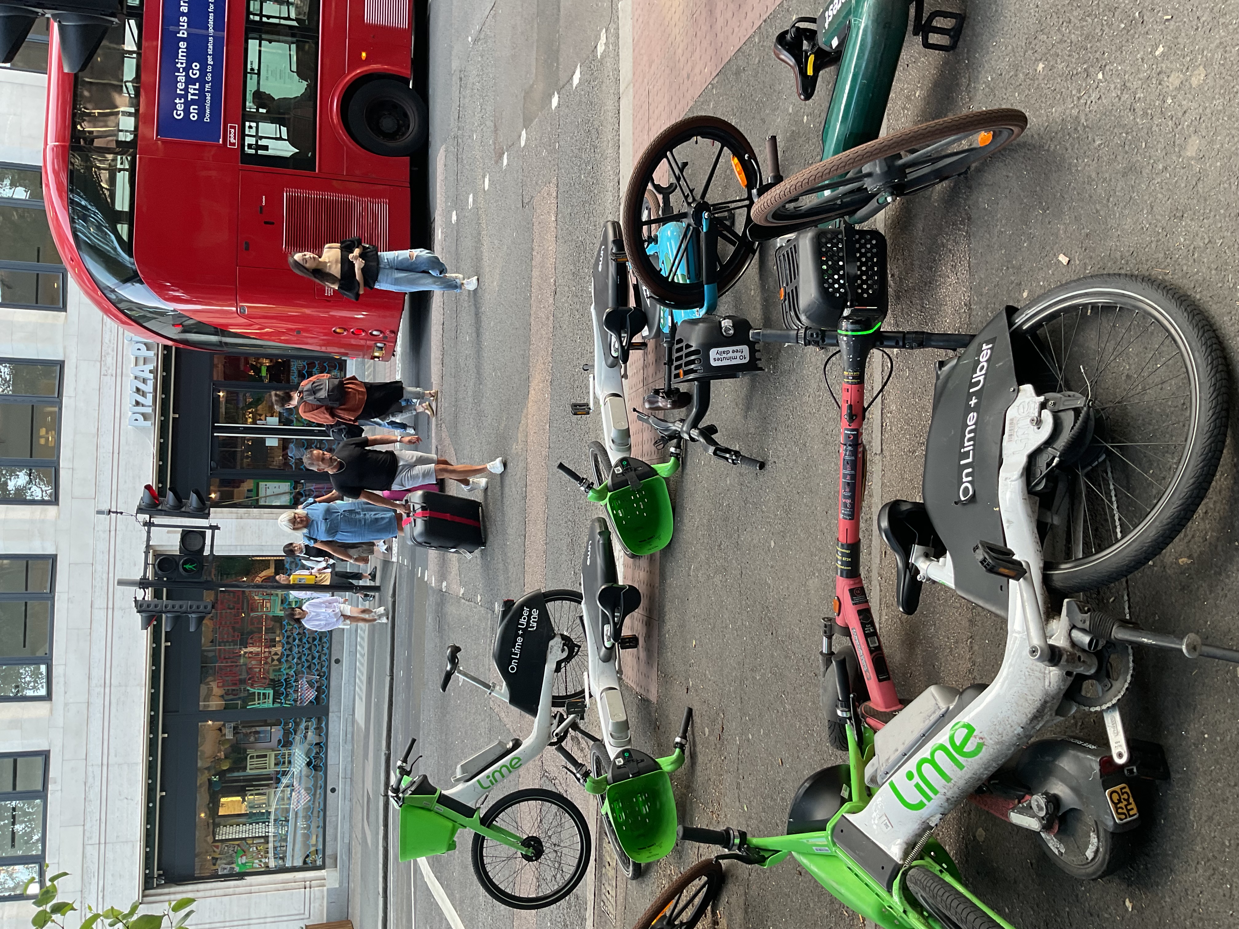 International high speed travel British style!  The walk with luggage from Euston to St Pancras International for HS1 and European connections. This is the principal road crossing from the Euston main line station now a bike park.  Not exactly an exemplar of good interchange practice.  Does anyone care? We do. Photo by author.