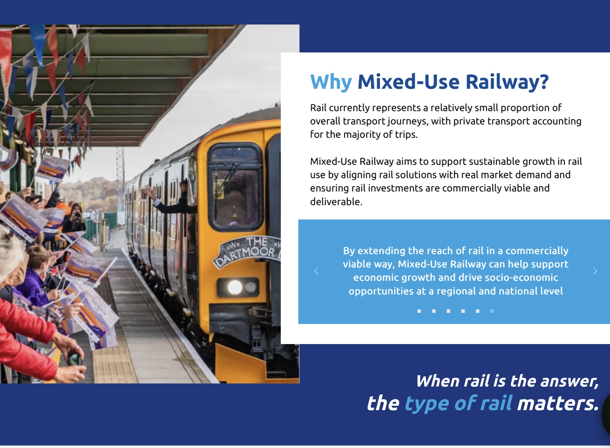 Slide explaining why the Mixed Use Railway cross-industry initiative is needed