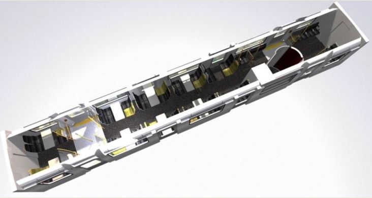 3D computer generated image of a former London Underground D-Stock carriage that Vivarail plans to convert into the new D Train